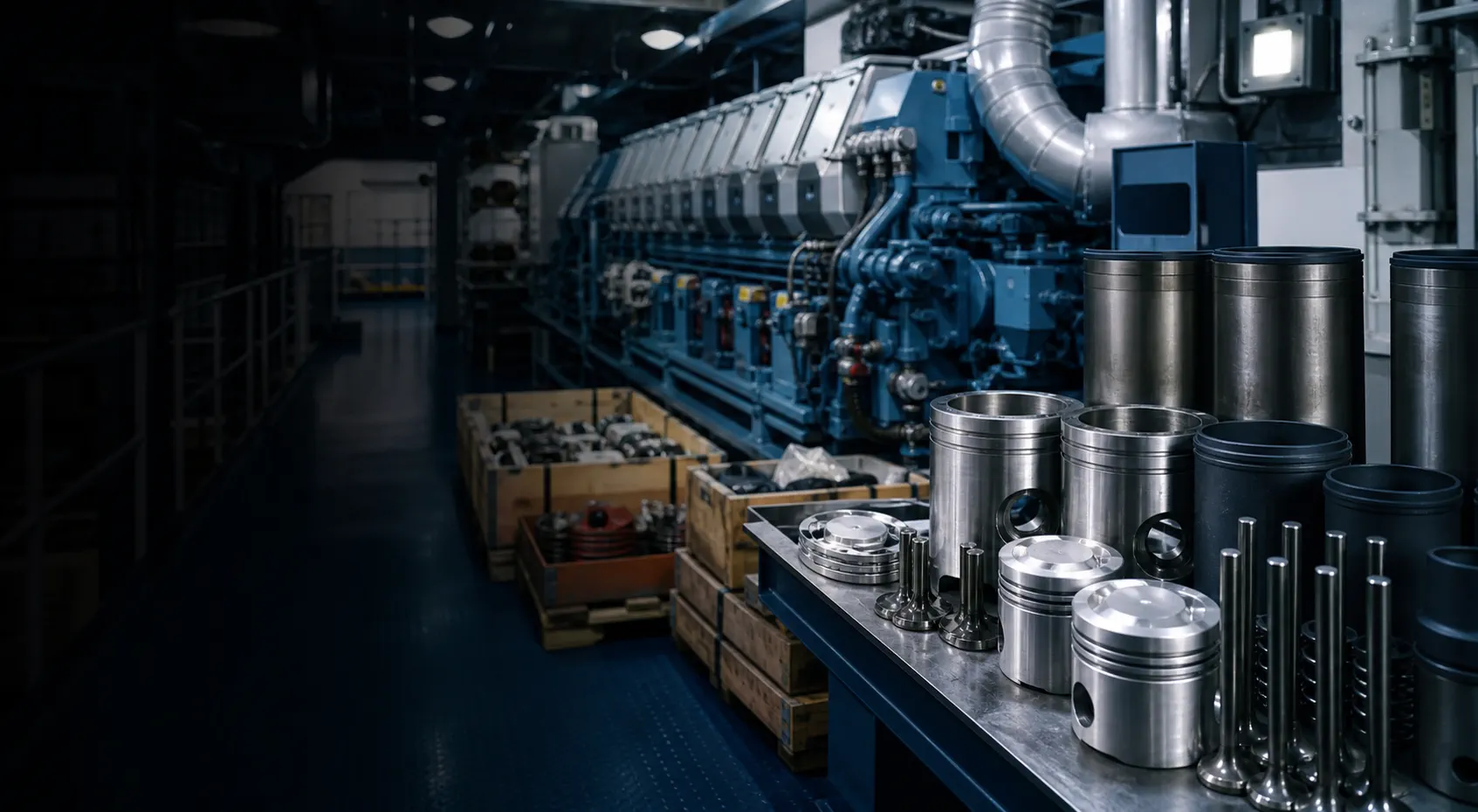 Marine spare parts and engine room supply environment